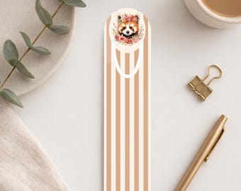 Floral Red Panda Bookmark