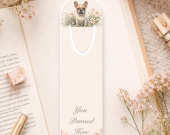 French Bulldog Floral Bookmark