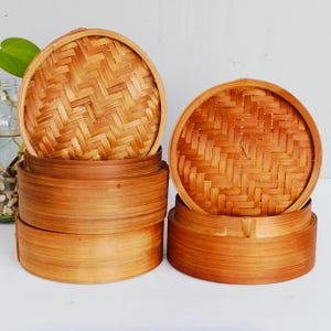 Set 0f 3 Chinese Bamboo Steamer Basket Dimsum Mantou Steamer