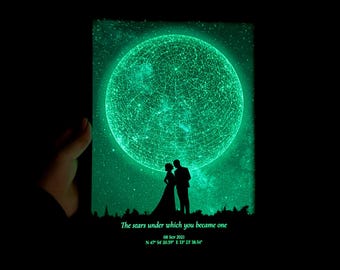Personalized Map of Stars: Romantic Gift for Husband, Wife, Birthday Gift, Christmas Gift, Custom Star Map, Starry Night