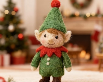 Handmade Wool Felt Christmas Elf Decorations, Personalised Christmas Decoration Gifts for Children, Felt Wool Dolls, Winter Season Gifts