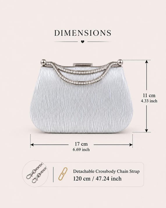 silver dress bags Silver Satin Evening Clutch