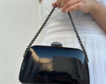 Bolso de charol negro: bolso de noche hecho a mano para bodas y fiestas.