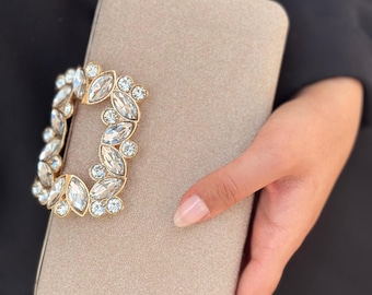 Gold Rhinestone Evening Bag – Wedding Clutch with Chain Strap