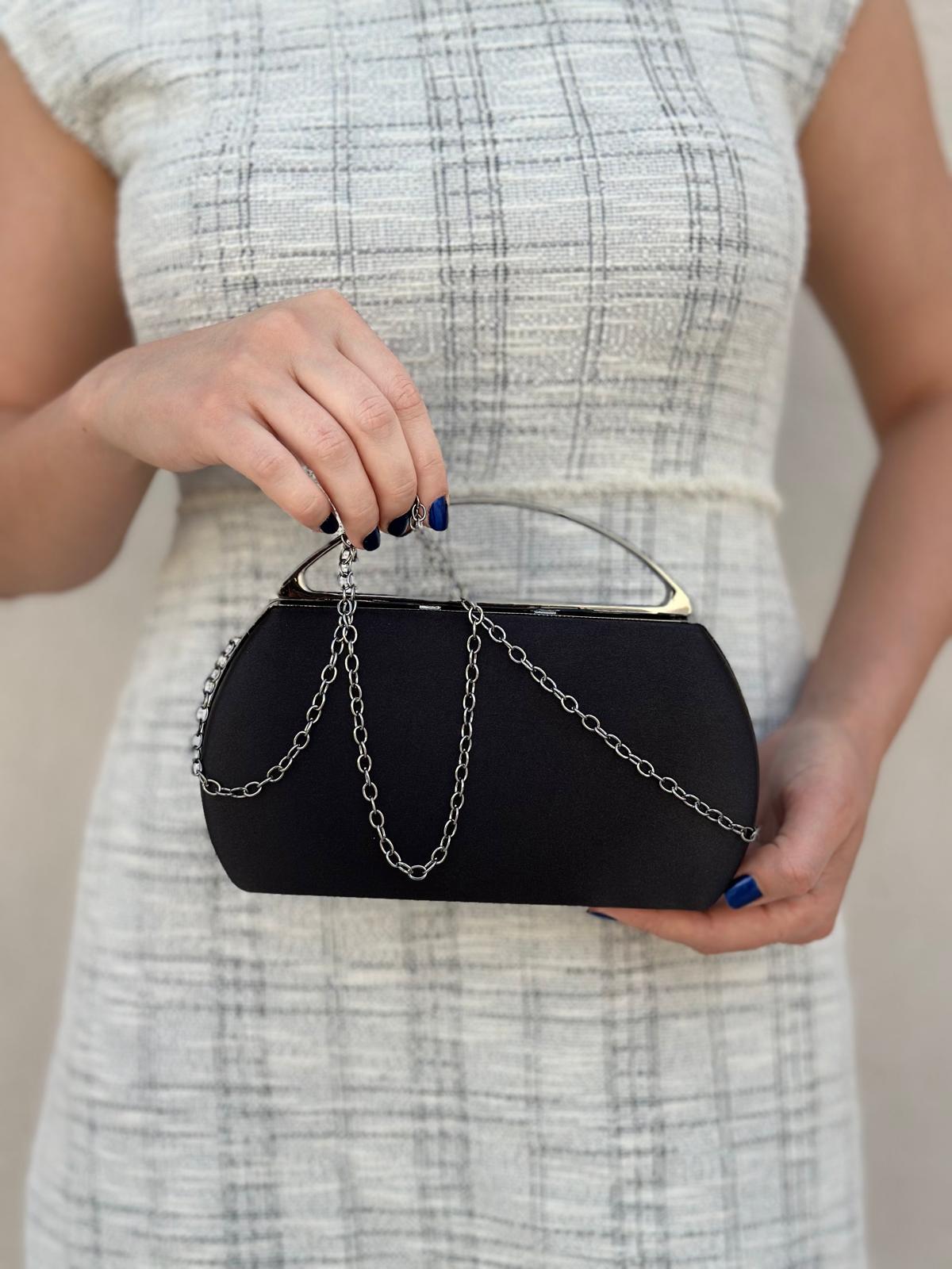 シャンパンサテンクラッチバッグ – 結婚式、パーティー、フォーマルな