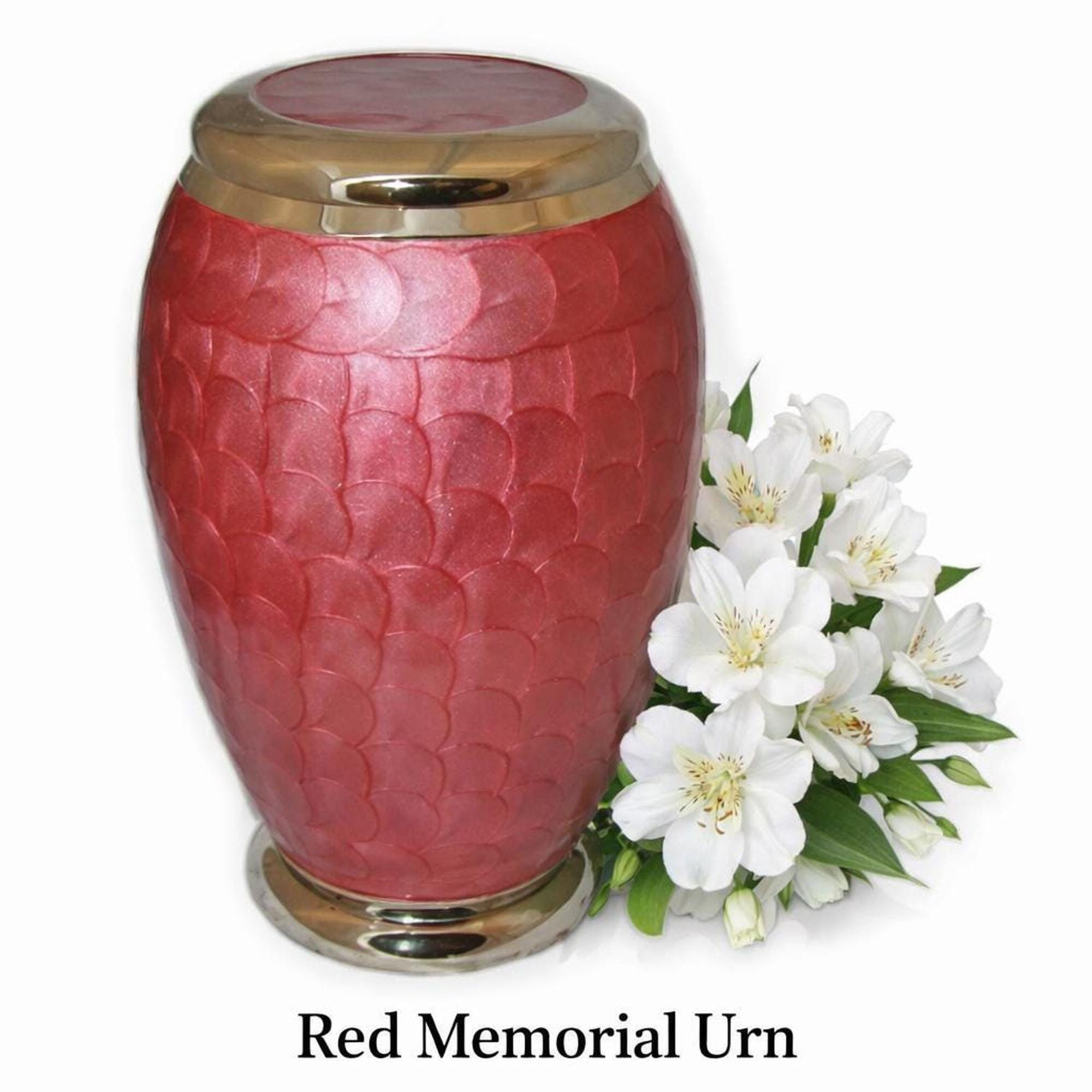 Red Cremation Urn With Gold Lid – Adult Memorial Ash Container - Etsy