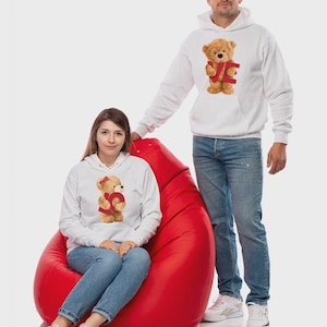 Hoodie Bears Love Valentine&#39;s Day Couple Sweatshirts Lovers Husband Wife Men&#39;s Women&#39;s Matching Gift T Shirt
