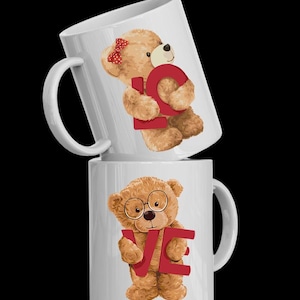 Personalized Couple Mugs Bears Love– Gift for Couples, Anniversary, Wedding, Engagement – Matching His & Hers Coffee Cups