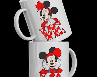 Personalisierte Paar Tassen Mickey Minnie Love - Geschenk für Paare, Hochzeit, Jahrestag, Verlobung - Passende His & Her Kaffeetassen