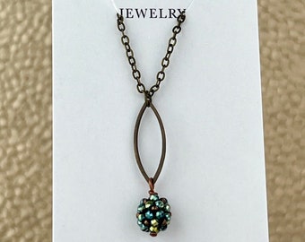 Emerald Crystal Earrings, Dainty Necklace, Beaded Jewelry, Mother's Day Gift Idea, Petite Earrings, Green Earrings, Bronze Jewelry
