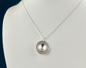 Swarovski Crystal Pendant Necklace, Diamond Necklace, Wedding Necklace, Sami Jewels, Bridal Necklace, Simple Pendant, CZ Necklace