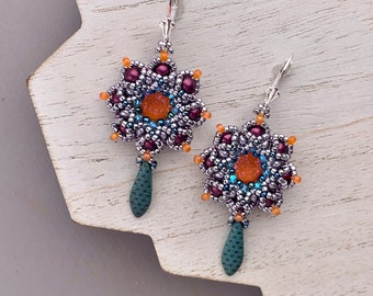 Big Colorful Earrings, Orange Earrings, Citrus Earrings, Boho Colorful Earrings, Big Bold Chunky Jewelry, Statement Earrings, Unique Jewelry