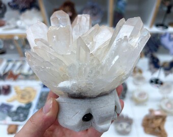 Carved Quartz Crystal Elephant: Natural Druse Ornament