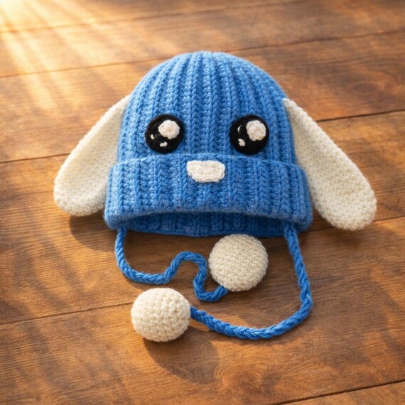 Handmade Crochet Liam's Blue Bunny Hat, Liam Ramos Blue Bunny Hat, Melt the ICE Hat in Crochet, Long Ear Beanie, Human Right Protest Hat