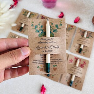 Personalized Mini Seed Pencils for Weddings. Custom Plantable Pencils Thank You Gifts. Wedding Favors For Guests. Eco Friendly Party Favors.