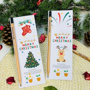 Christmas Plantable Seed Pencil Party Favor – Custom Eco-Friendly Holiday Gift for Guests | Stationery Stocking Stuffer for Christmas