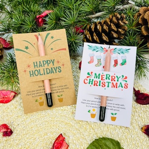 Personalized Christmas Mini Seed Pencil: Bulk Small Christmas gift for Coworkers and friends.