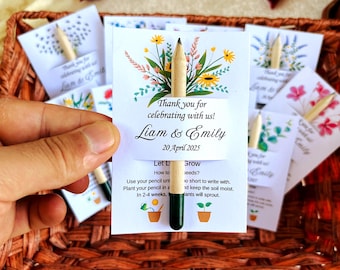 Eco-Friendly Mini Seed pencil Gifts for Guests - Plantable Wedding Favor, Custom Babtism Favors