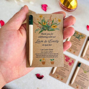 Personalized Mini Seed Pencils for Weddings. Custom Plantable Pencils Thank You Gifts. Wedding Favors For Guests. Eco Friendly Party Favors.