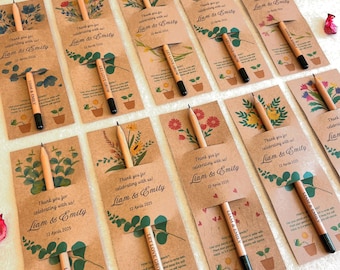 Personalized Seed Pencil Gift with Custom Card – Plantable Wooden Pencil Eco Friendly Favor