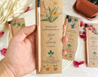 Personalized Seed Pencils for Weddings -  Custom Plantable Pencil, Thank You Gifts For Guests
