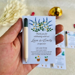 Personalized Mini Seed Pencil with Custom Name | Plantable Wedding Favor | Eco Friendly Party Gift | Custom Wooden Pencil with Seeds