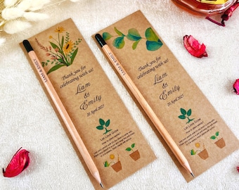 Personalisierter Samen Bleistift mit individuellem Namen | Hochzeitsbevorzugung | Umweltfreundliches Partygeschenk