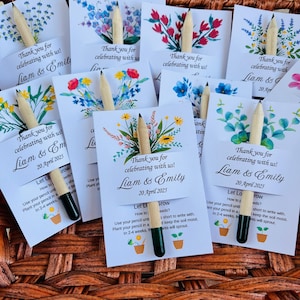 Personalized Mini Seed Pencil with Custom Name | Plantable Wedding Favor | Eco Friendly Party Gift | Custom Wooden Pencil with Seeds