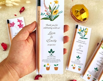 Personalized Seed Pencils for Weddings, Custom Plantable Pencils, Thank You Gifts, Wedding Favors For Guests, Save the Date, Babtism Favors.