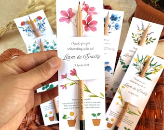 Matita di semi personalizzata con biglietto personalizzato - Matita di legno piantabile, bomboniera ecologica