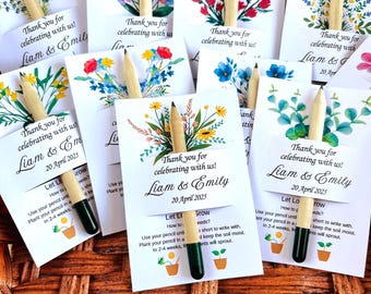 Personalized Mini Seed Pencil with Custom Name | Plantable Wedding Favor | Eco Friendly Party Gift