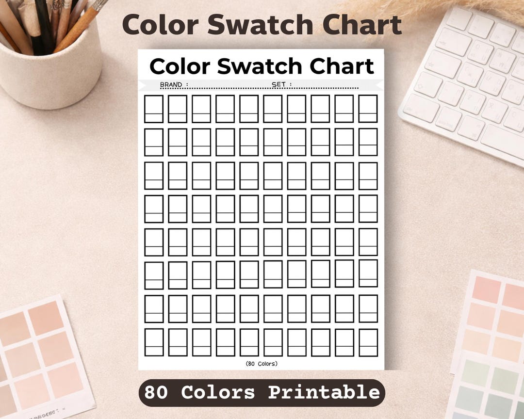 Swatch Color Color Swatch Chart Printable, 80 Colors Template, Color Palette Tracker ...