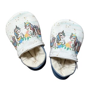 MADE TO ORDER Organic Cotton Unicorn Soft Soled Baby Toddler Shoes Moccasins