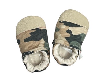 MADE TO ORDER Organic Camouflage Soft Soled Baby Toddler Shoes Moccasins