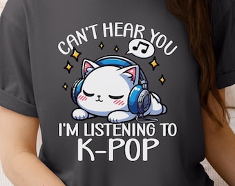 Camiseta de gato K-Pop, regalo para amantes de la música, camiseta con gráficos de anime