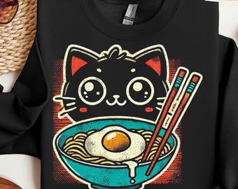 Kawaii Ramen Cat T-Shirt | Anime Noodle Lover Tee