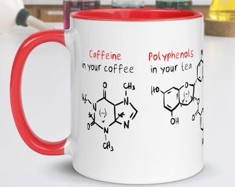 Lustige Chemie-Tasse | ChemScrapes Molekül Tasse, Koffein, EGKG, Theobromin