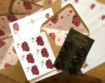 Gothic Stationery Set with Wax Seal Stickers – Dark Academia Letter Writing Kit