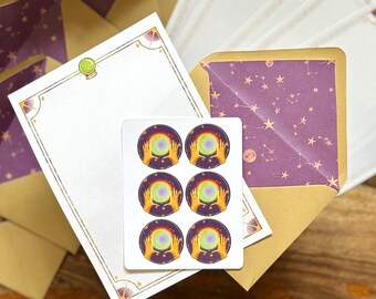 Fortune Teller Letter Writing Set - Celestial Stationery Kit - A5 Linen Writing Paper - Witchy Pen Pal Gift
