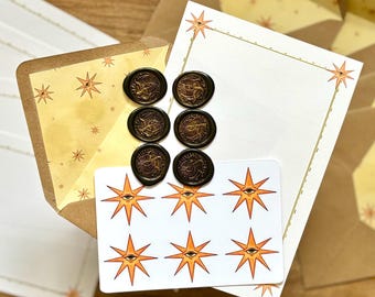 Wax Seal Letter Writing Set - Celestial Stationery Kit - Letter Writing Gift - Snail Mail Kit - Writing Paper - Pen Pal Gift