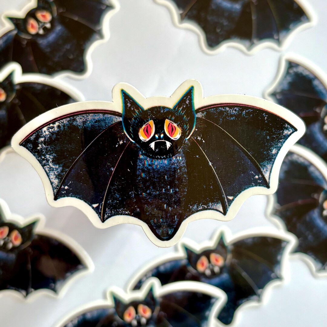 Bat Sticker Glossy Vinyl Decal – Gothic Halloween Art, Witchy Dark ...