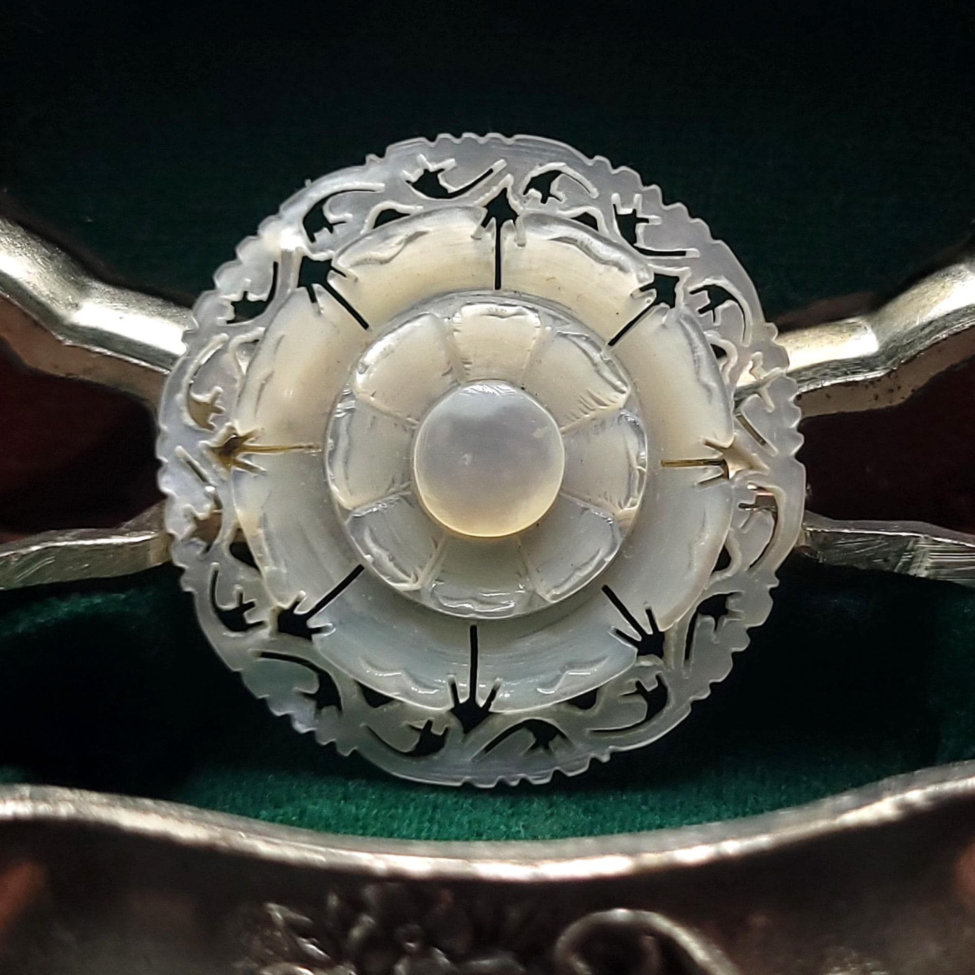Vintage Carved Mother of Pearl Brooch