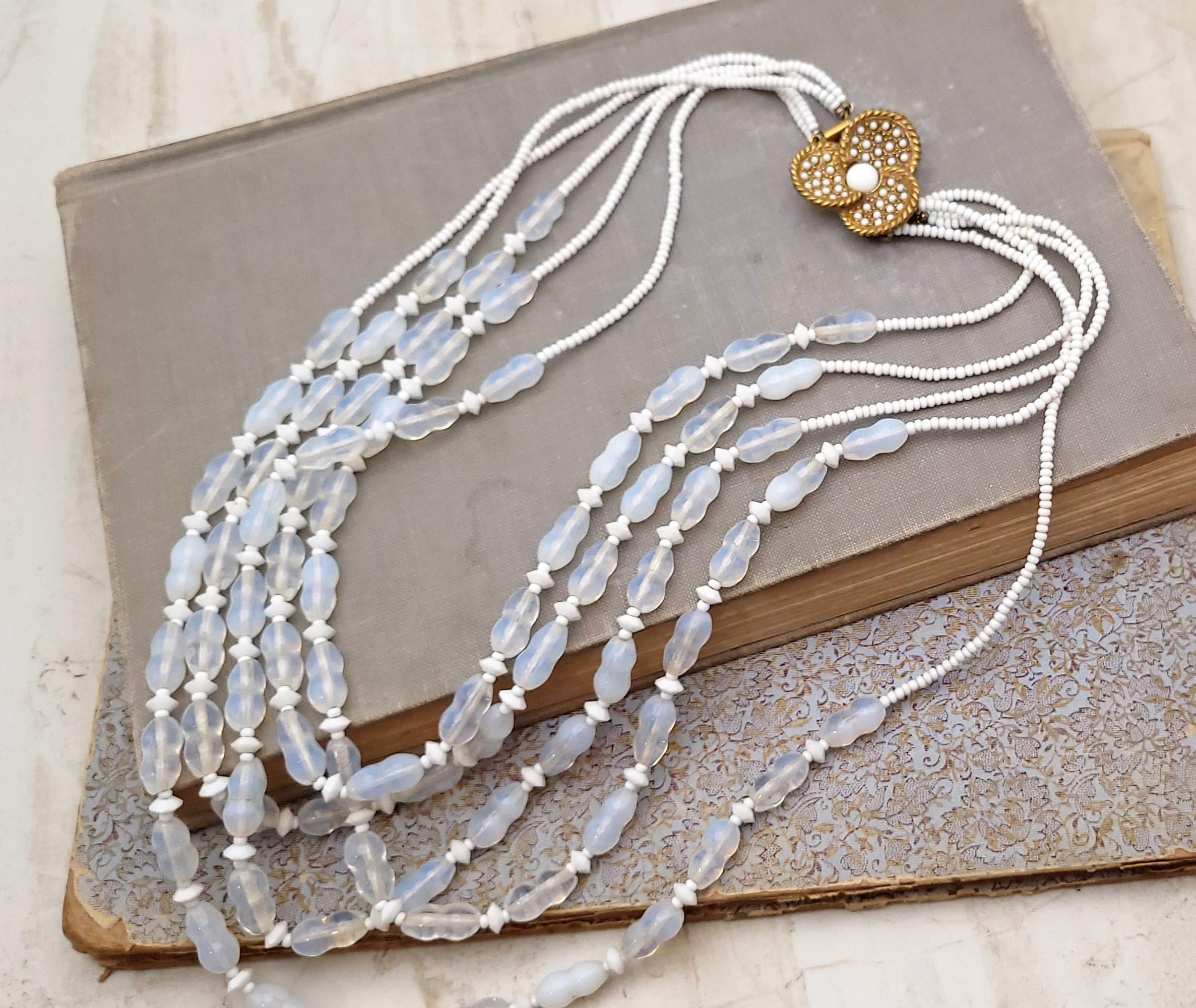 Vintage Original by Robert White Multi Strand White Beaded Necklace
