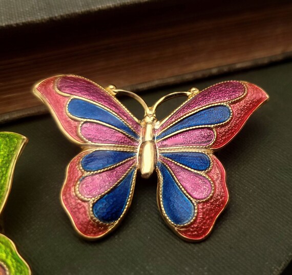 Vintage Butterfly Brooches - Set of Two Pins - Co… - image 2
