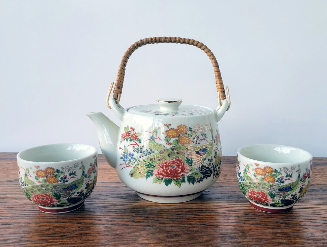 Vintage Peacocks and Flowers Tea Set Sanford Japan Set of Etsy