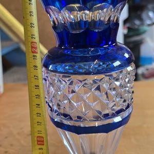 Val Saint Lambert cut crystal vase – cobalt blue