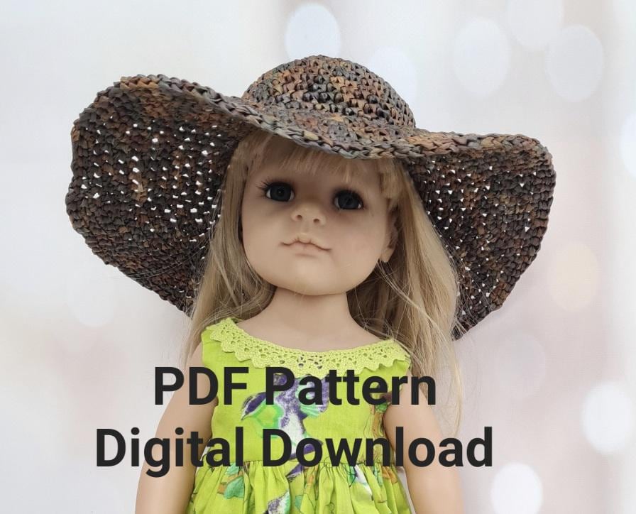 30 American Girl Crochet Patterns for Dresses, Accessories, and Giftable Doll Looks 21 Two Brim Raffia Hat Pattern