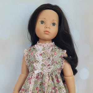 Charming green cotton dress for 18 inch /50cm dolls such as Gotz Happy Kids, American Girl and similar sized dolls Colorful Outfit