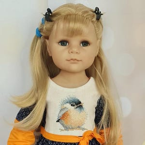 Stylish handmade dress with embroidery for dolls such as Gotz & American Girls 46-50 cm 18-20 inches