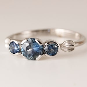 Montana sapphire ring , teal, blue green, 14ky gold ring